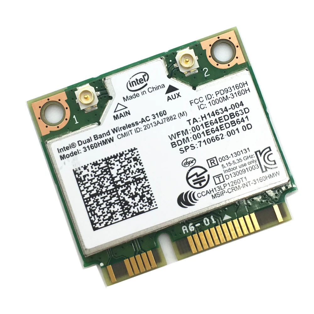Для 3160HMW Wifi Bluetooth 4 0 беспроводной AC Intel 3160 802 11 ac 433 Мбит/с Двухдиапазонная мини PCI E Wlan