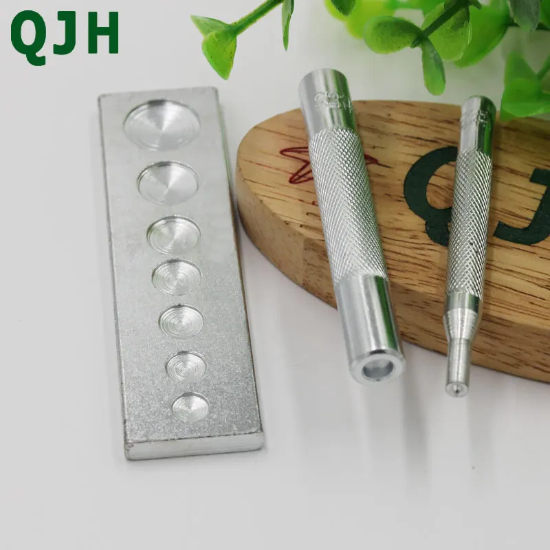 QJH 11 шт./компл. Металл Кожа Craft Tool Die перфорация защелки Установка комплект заклепки сеттер база Набор для DIY Leather