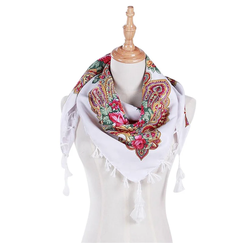 Boho кисточкой шарф с бахромой Женская Косынка Смешанный хлопок полотняного