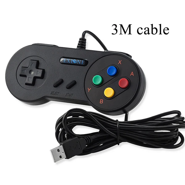 Exlene 2 шт 3 м супер классический USB контроллер SNES геймпад джойстик для PC/Pi 3 Retropie/sega - Цвет: black