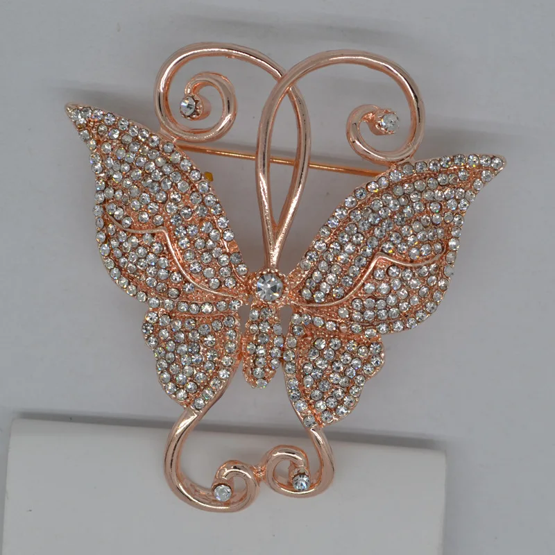 2017 New Fashion Full Rhinestone Butterfly branch Brooches Corsage High Quality Pin Cape Buckle For Christmas Gift Silver Gold | Украшения