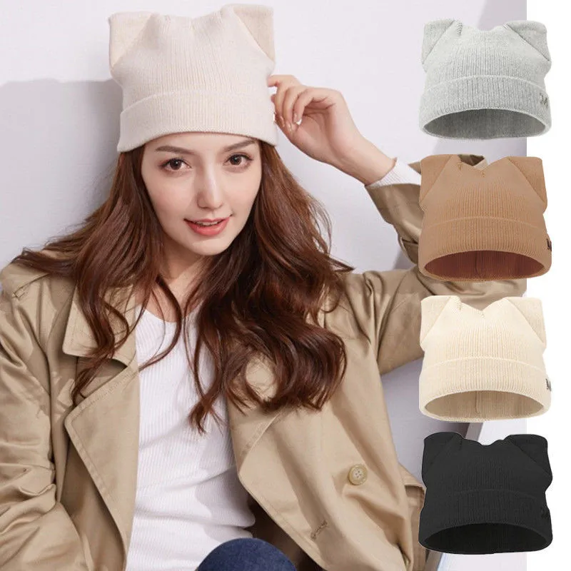 2018 New Pom Poms Winter Hat for Women Fashion Solid Warm Hats Knitted Beanies Cap Brand Thick Female Wholesale | Аксессуары для