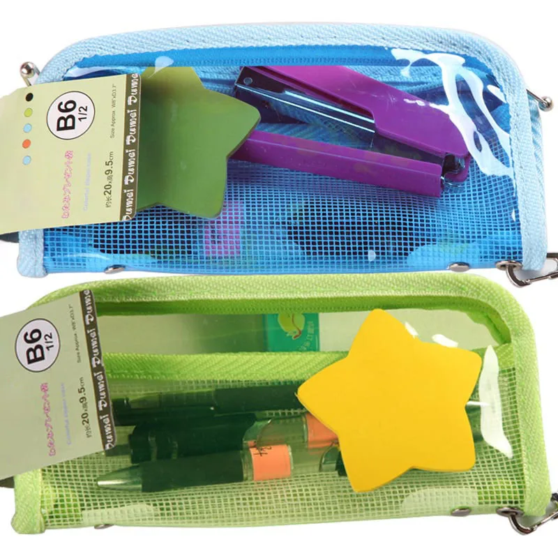 Dumei A4/A5/B6 plasti PVC student file information portable Bright transparent grid waterproof zipper document bag NF-603