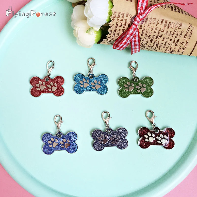 2.5 см Цвет Cat Dog Tag отпечатки лап кулон Bone Металлические Подвески модные аксессуары