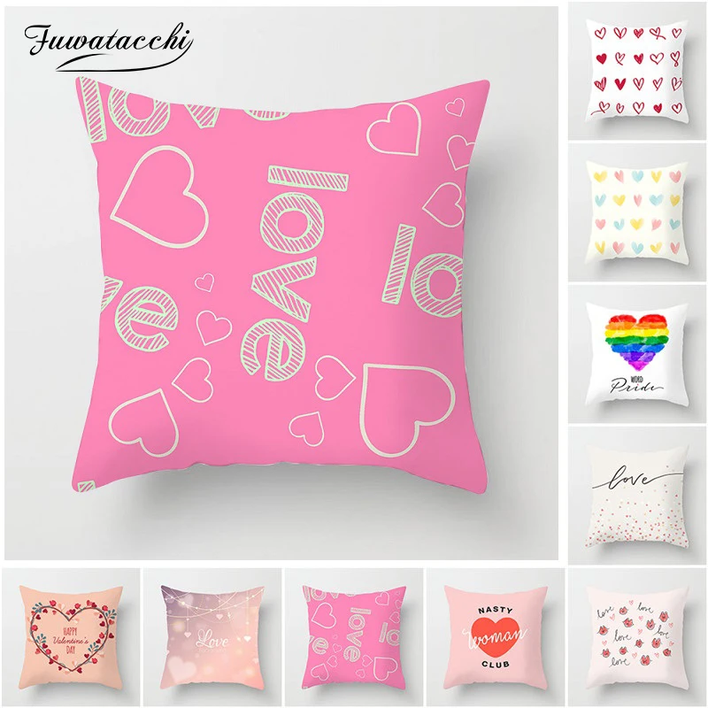 Чехол для подушки на День святого Валентина Fuwatacchi чехол с сердечками розами и