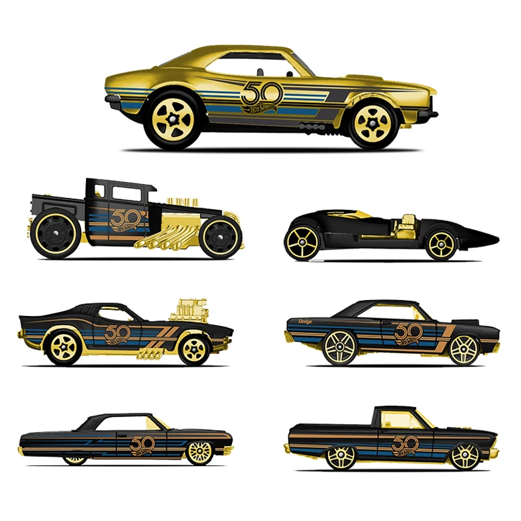 Hot Wheels автомобильный коллективный выпуск 50-летие Черное золото металл литье под давлением ограниченная Подарочная игрушка автомобиль для детей Juguete FRN33