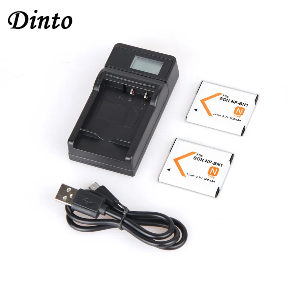 

DINTO 2pcs NP-BN1 NPBN1 NP BN1 Camera Battery + USB LCD Display Charger for Sony DSC-W310 W330 W350 W370 W380 W390 TX7 TX5