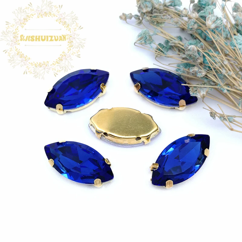 Стразы в классическом стиле с сапфировым стеклом форме конского глаза стразы
