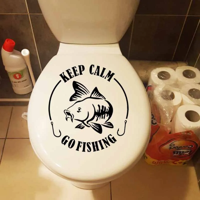 YOJA 21.3X23.4CM и надписью Keep Calm ловить рыбу наклейки для унитаза стены Стикеры