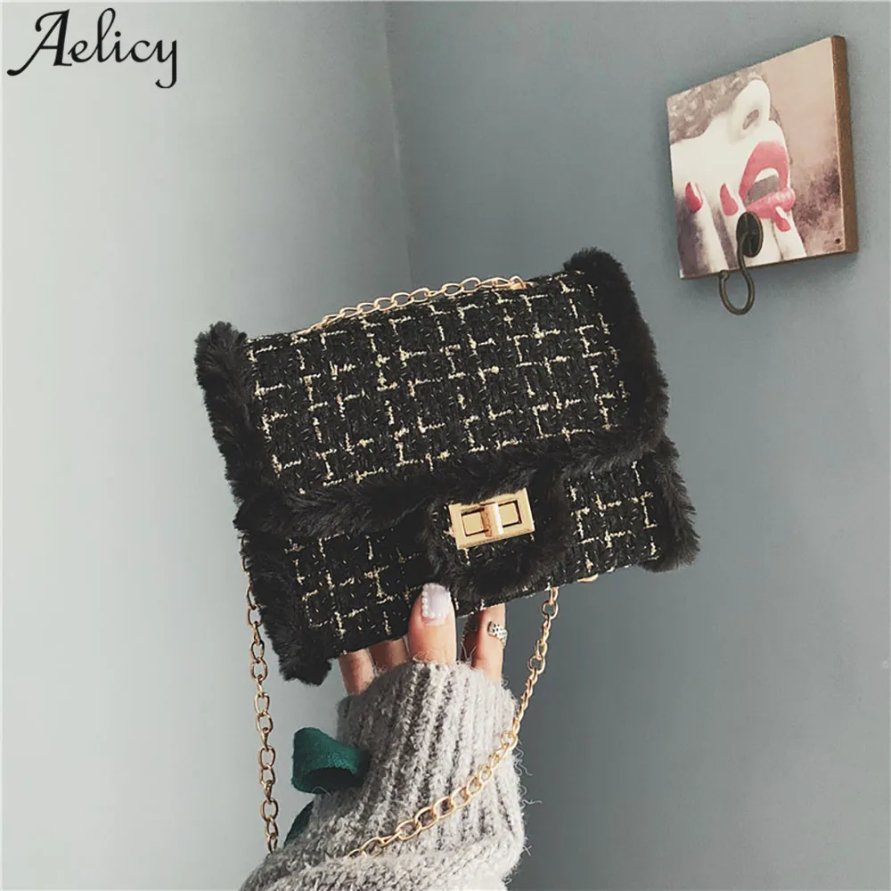 Aelicy сумки в стиле ретро плюшевая шерстяная женская сумка через плечо для