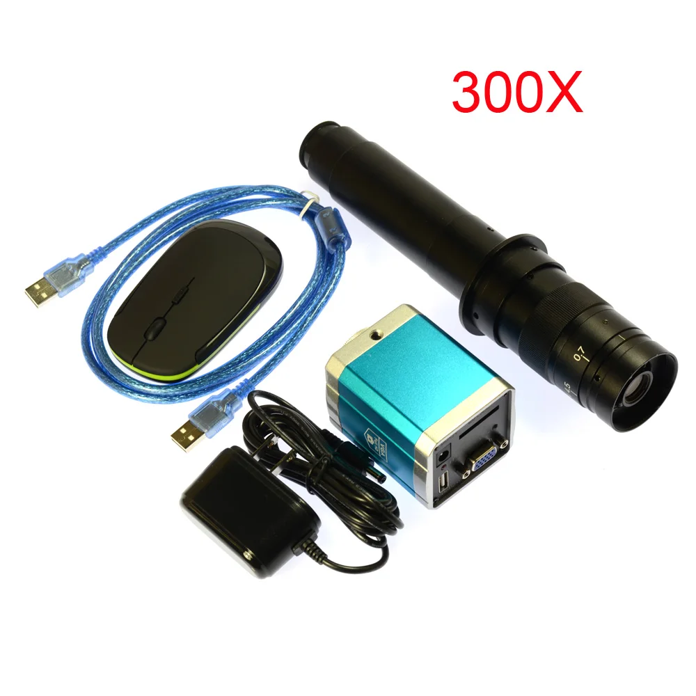 1080P VGA Full HD промышленный микроскоп камера SD видео рекордер + 300X зум C MOUNT объектив|zoom