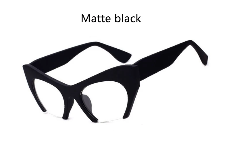 matte black clear Очки кошачий глаз, черные винтажные оправы для очков, очки с прозрачными линзами, Hlaf, оправа для очков, женские роскошные брендовые оптические очки - Цвет оправы: matte black clear