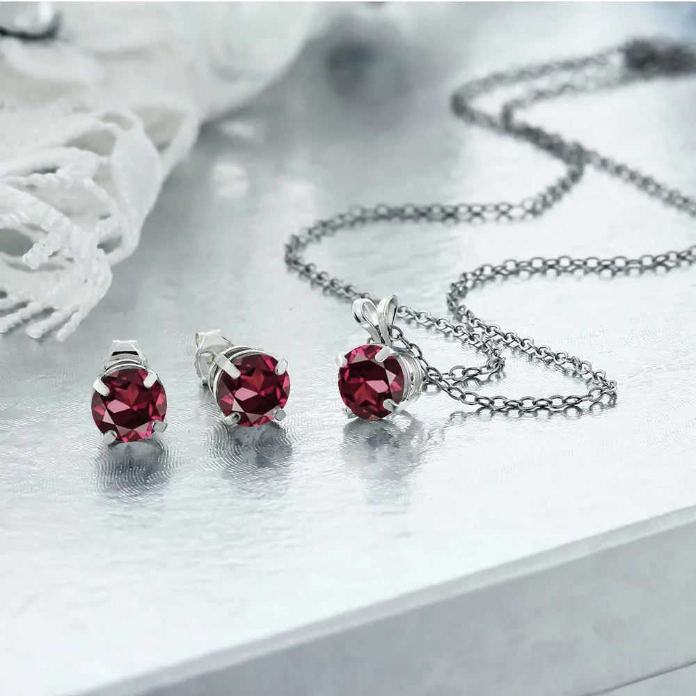 Классические женские ювелирные изделия 3.00 ct 6 мм красного родолит Гранат 925