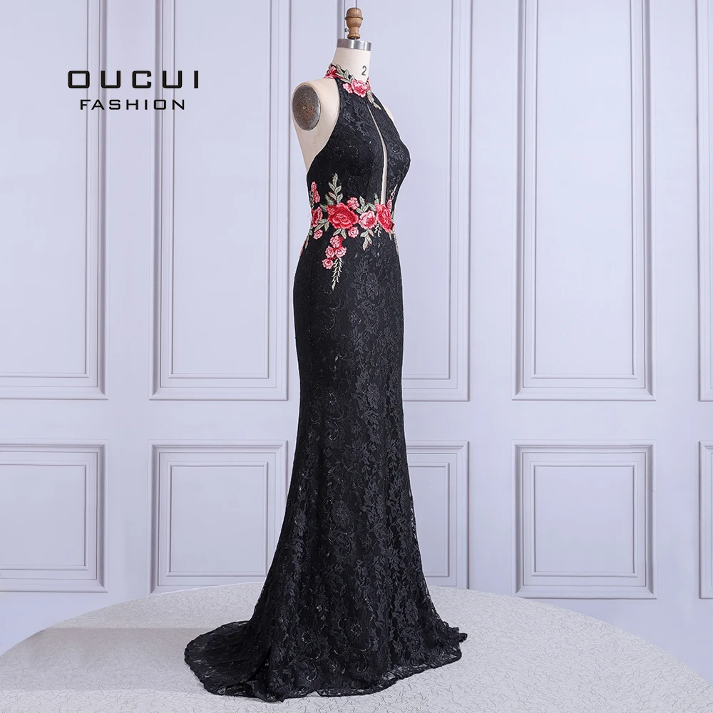 Кружевное длинное вечернее платье без рукавов с лямкой на шее Robe De Soiree Винтажное