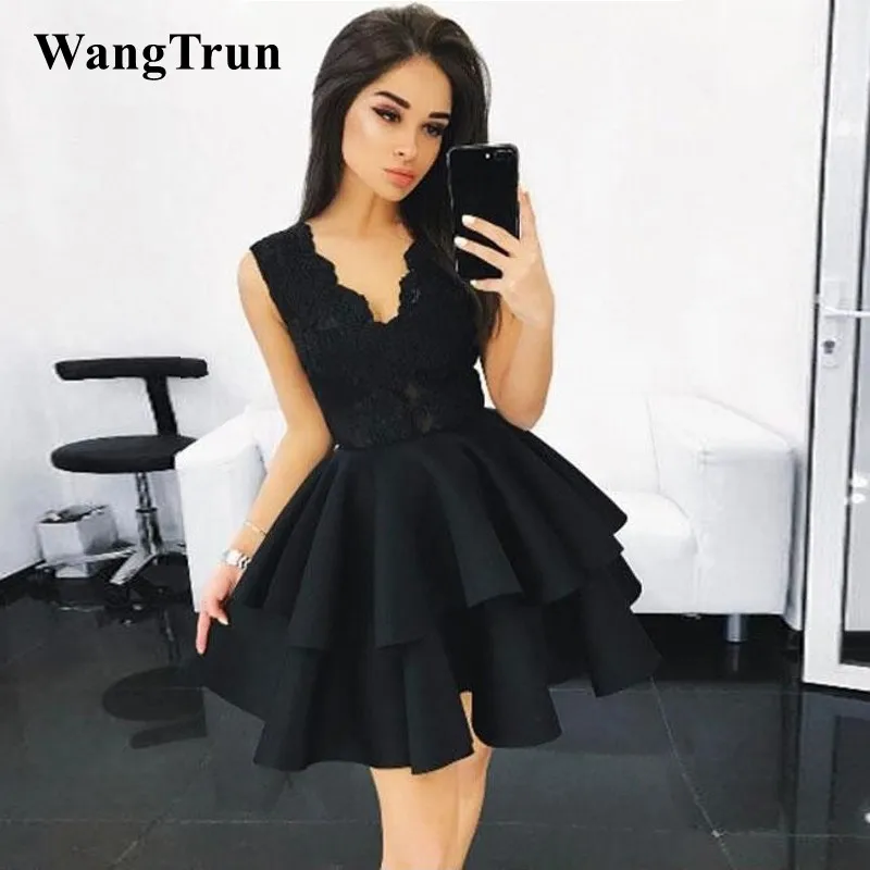 Темно синие шикарные кружевные атласные платья с v образным вырезом и оборками 8