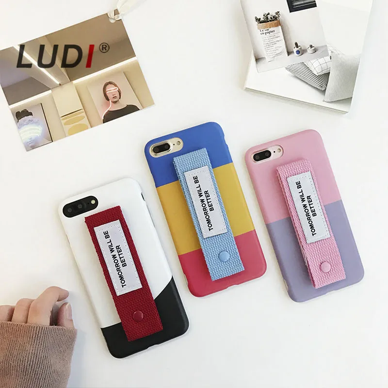 Модный камуфляжный чехол леденцового цвета LUDI для iPhone X 8 6s 6splus с тканевым
