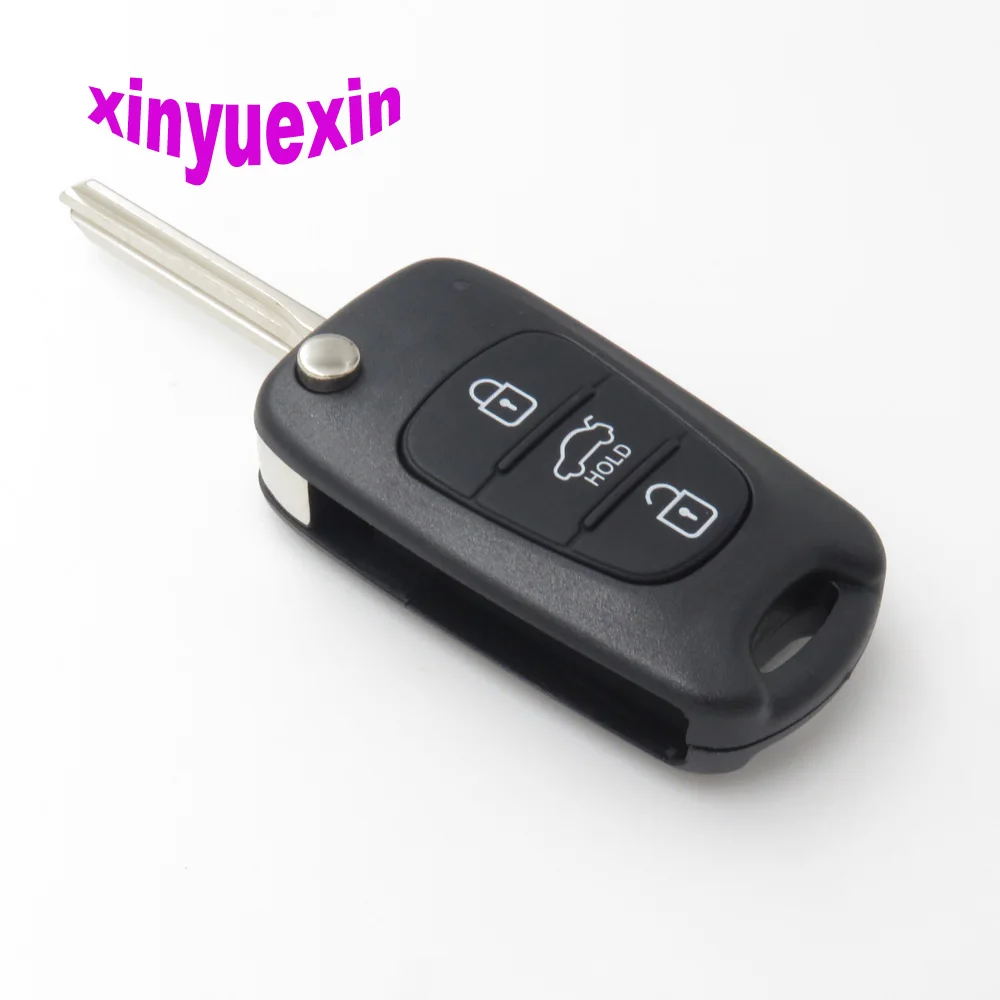 

Xinyuexin Flip Remote Car Key Shell FOB Case For Hyundai I30 IX35 For Kia K2 K5 3 Buttons Replacement Case FOB Shell No L