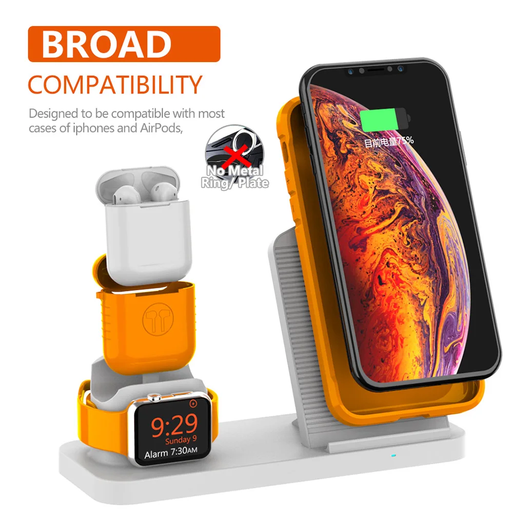 FDGAO 10 Вт Qi Беспроводное зарядное устройство для iPhone X 8 XS MAX XR Apple Watch 4 3 2 Airpods USB