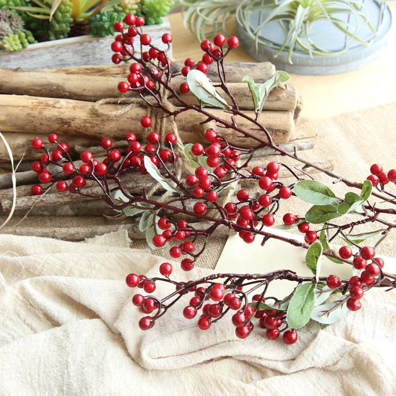 Красная птица ягоды искусственные осень/Рождество цветы украшение для