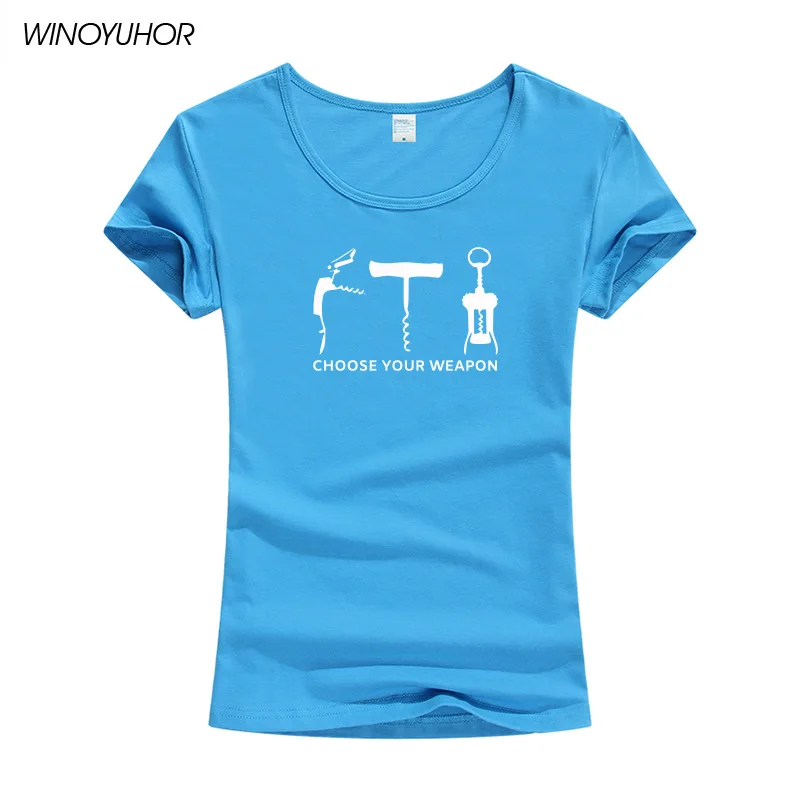 Choose Your Weapon Funny Design T-Shirt Women Summer Fashion Short Sleeve T Shirt Drinking Wine Lover Tee Tops For Lady | Женская одежда