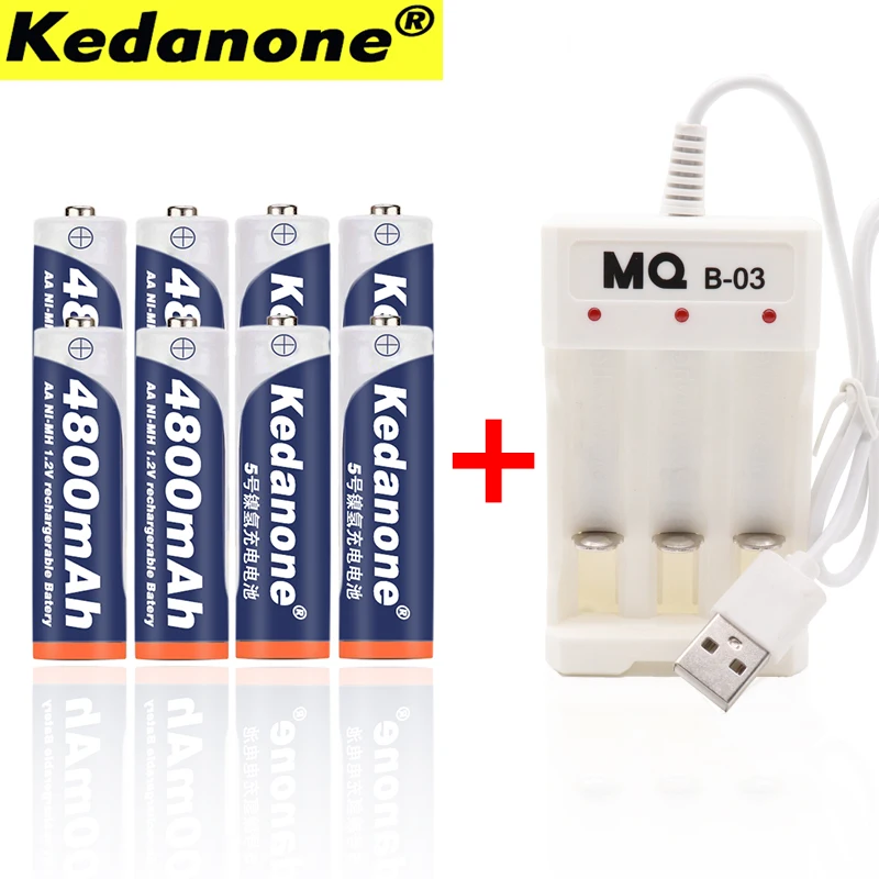 2019 Лот 4 ~ 20 шт AA батареи аккумуляторные 1 2 V 4800mAh Ni MH 2A для камеры + зарядное