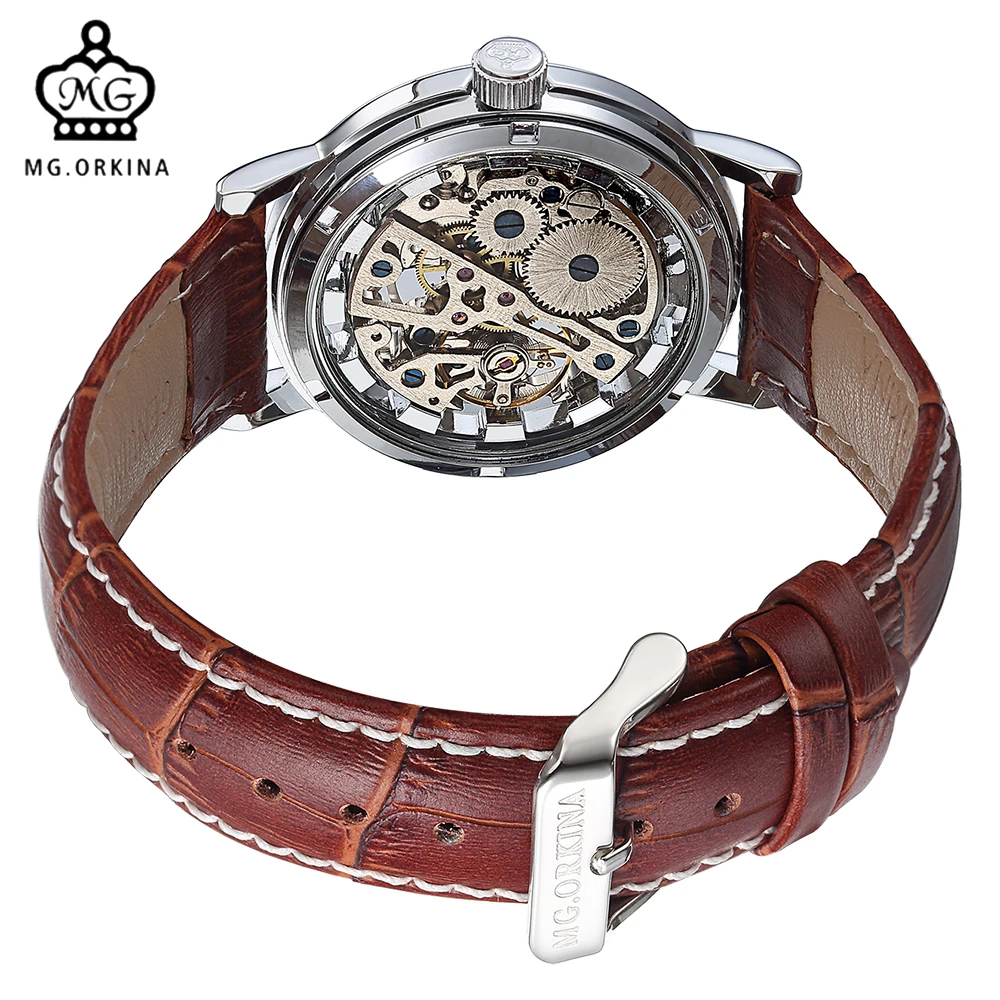 

MG.ORKINA Shiny Rhinestone Woven Skeleton Dial Design Watches Men Luxury Brand Hand Wind Mechanical Wristwatches For Men 40MM