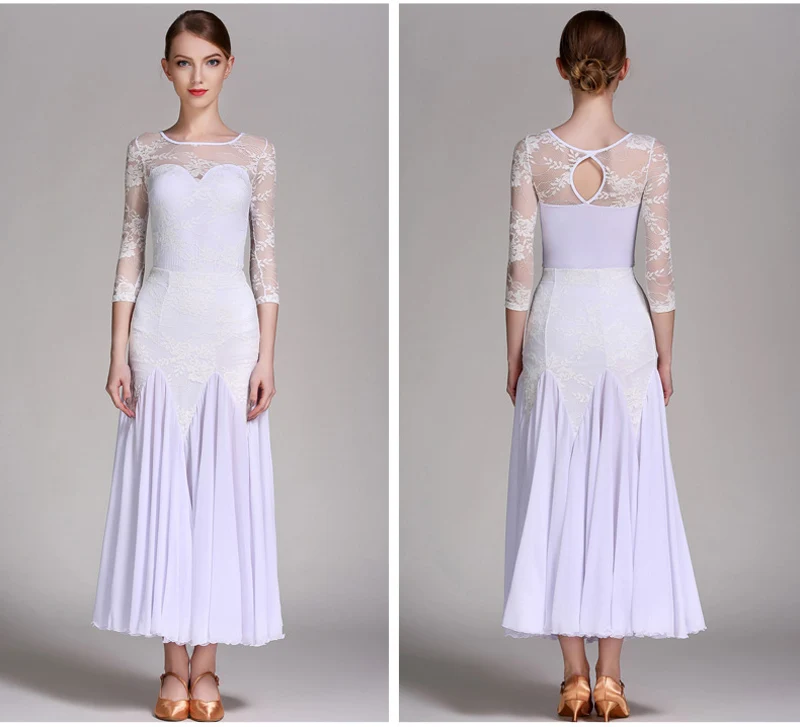 Бальные платья женские высокого качества 3 цвета кружева фламенко танцевальный