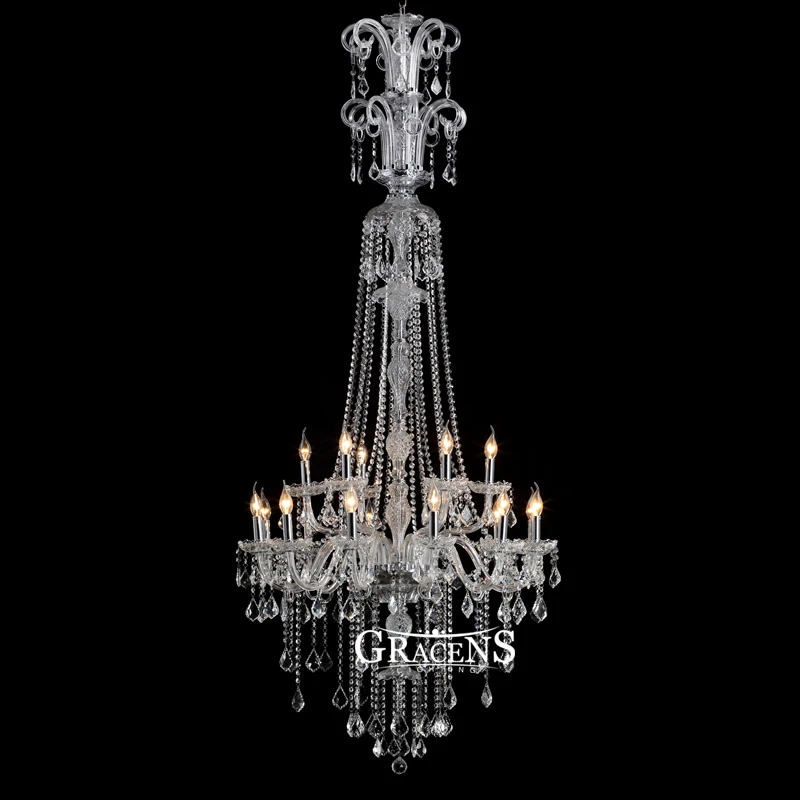 Галактика длинная хрустальная люстра светильник 18 огней Прозрачный большой