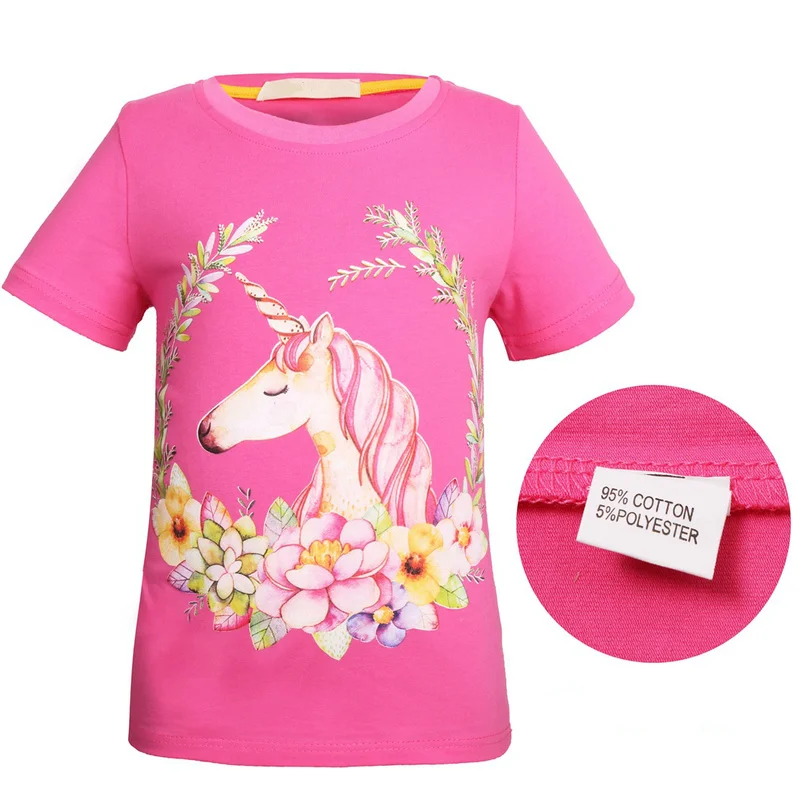 Одежда с коротким рукавом для маленьких девочек летние футболки топы рисунком
