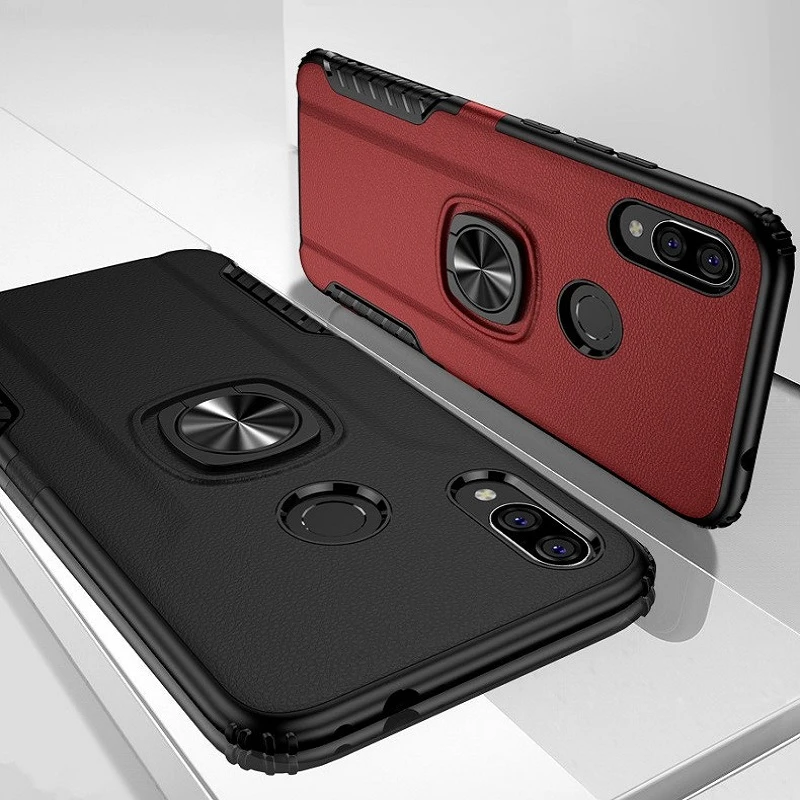 Чехол для телефона Xiaomi Redmi Note 7 Pro роскошное магнитное кольцо с текстурой кожи