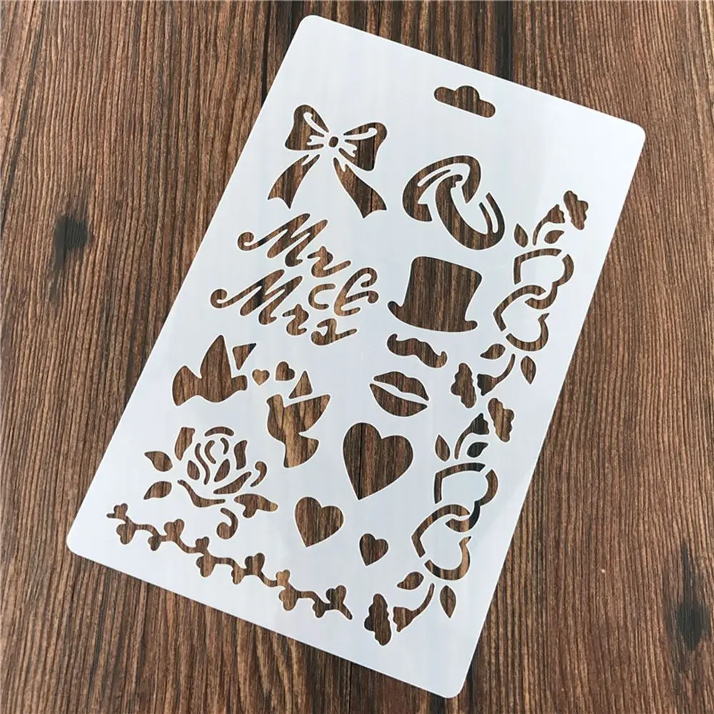 

Valentine's Day Love Theme Flowers Reusable Stencil Airbrush Painting Art Cake Spray Mold DIY Decor Crafts