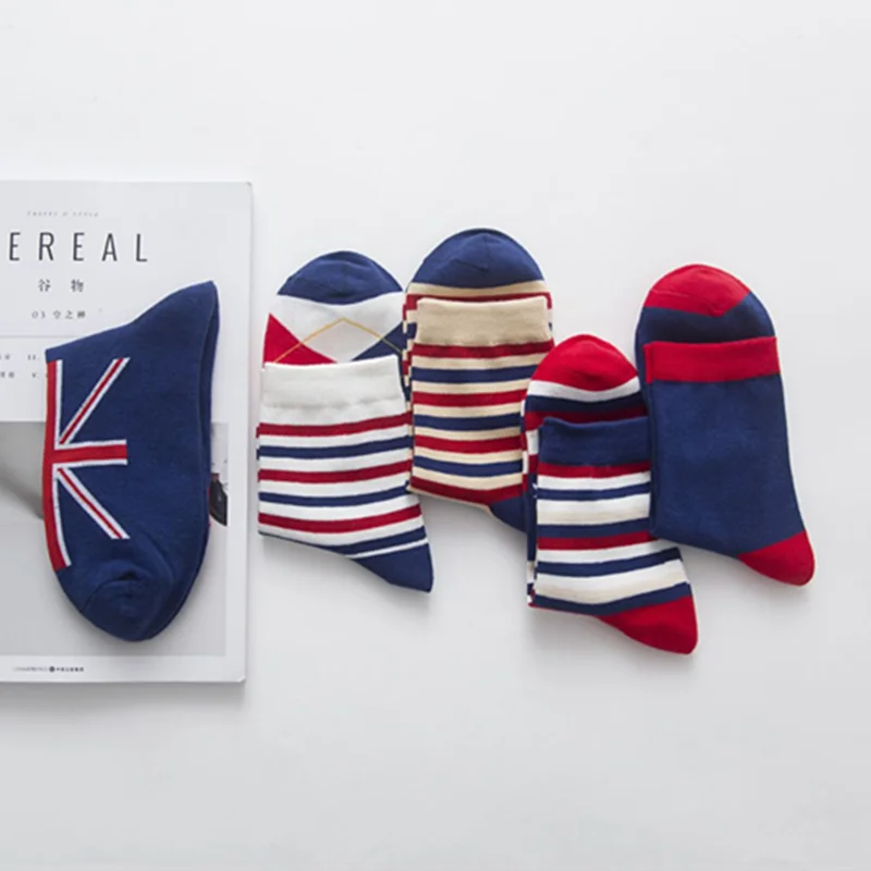 1 pair of men's National flag matching Mid stockings Cotton socks Sports break sweat-absorbent breathable Multicolor | Мужская