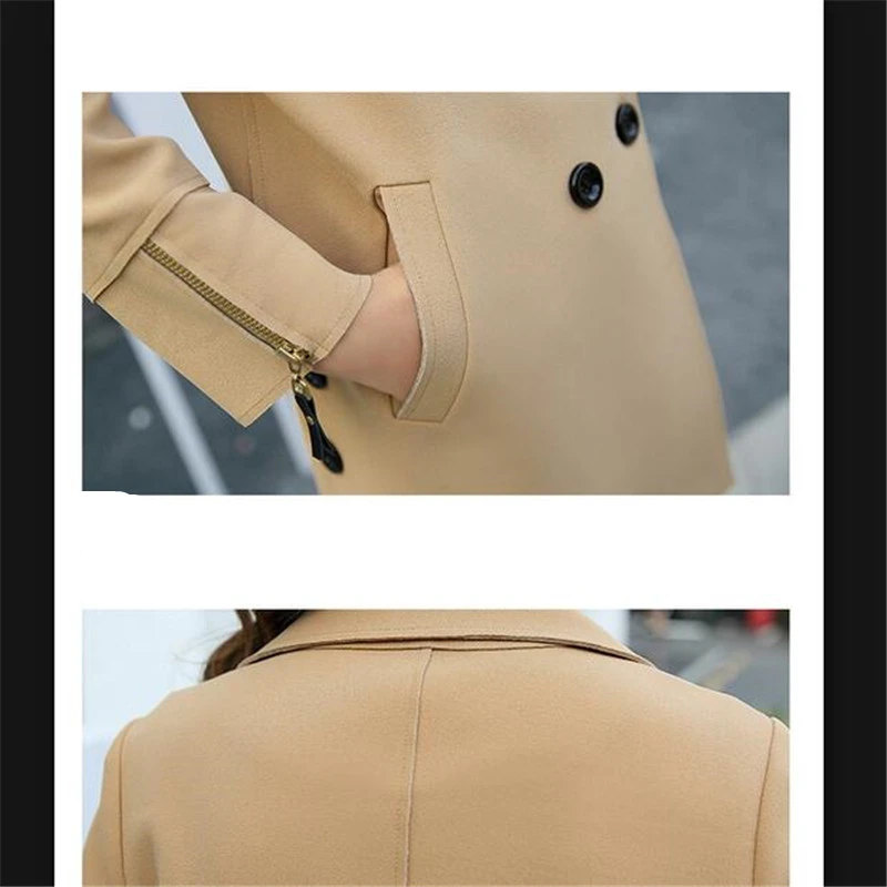 

Spring 2017New Korea Leisure Fashion Women Coat Pure Color Lapels High Quality Medium Long Charm Women CoatQ273