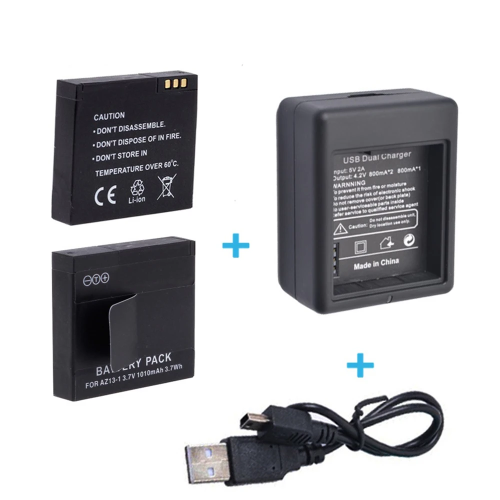 Аккумулятор 1010 мАч для экшн камеры Xiaomi Xiaoyi Yi 2 батареи с USB зарядным устройством