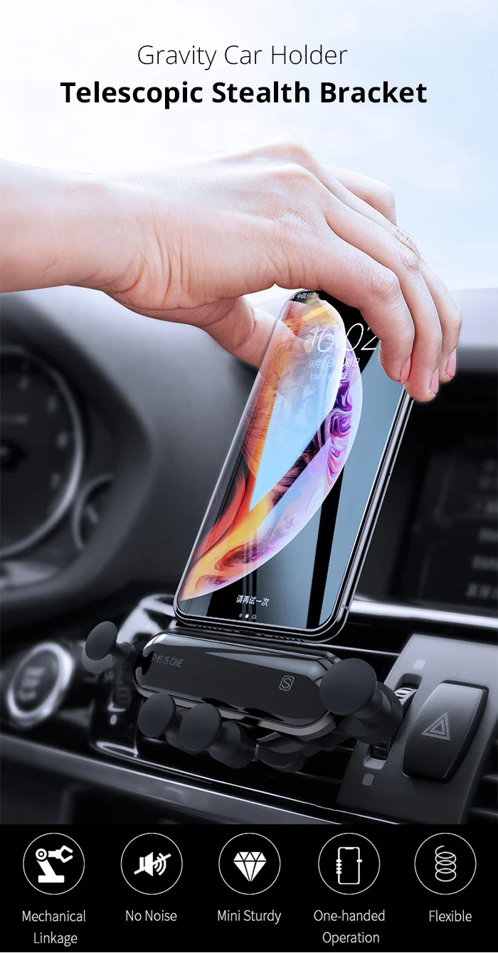 Fivetech Телескопический автомобильный держатель для телефона гравитационная связь удобный автомобильный держатель для телефона маленький мобильный телефон навигационная подставка в автомобиле