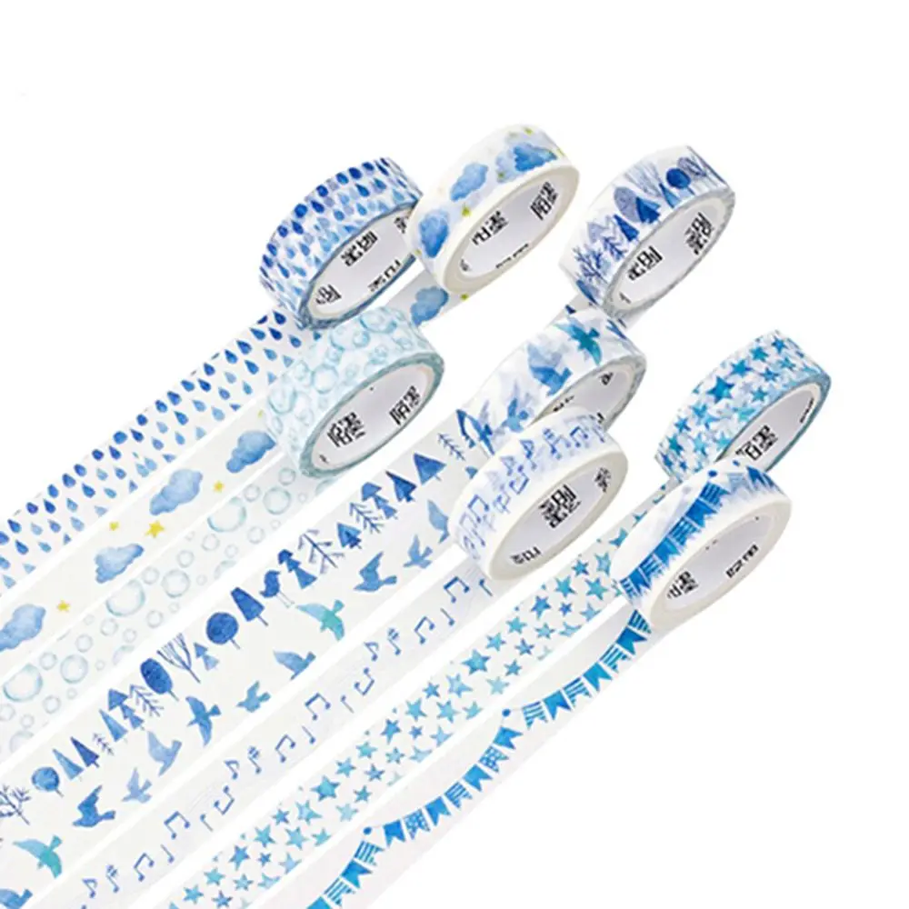 

Creative Blue Notes Raindrops Forest Flags Stars Clouds Decorative Washi Tape Diy Scrapbooking Masking Tape School Office Supply