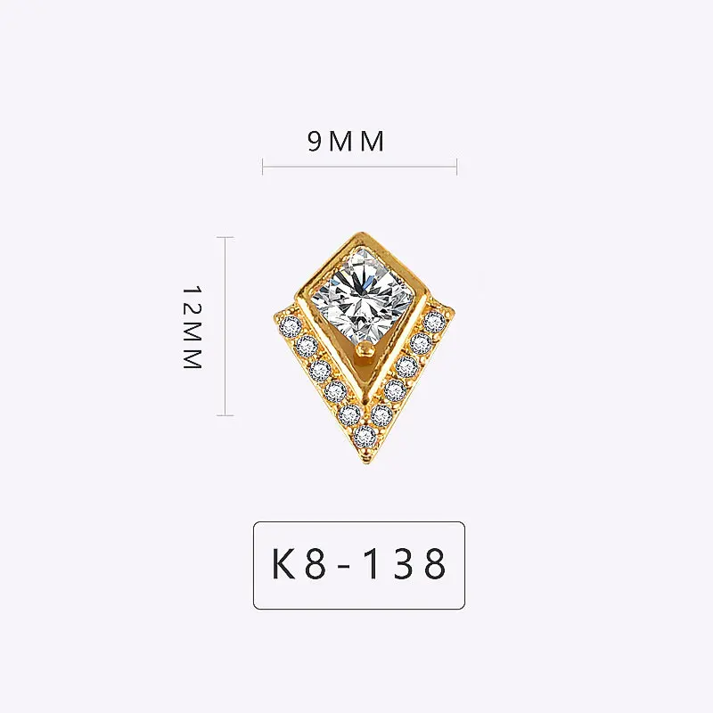K8-138 5 шт./партия, сплав, циркон, украшение для ногтей, роскошный циркон, кристалл, череп со стразами/Сердце/бант, украшения для ногтей, высокий уровень, талисманы для ногтей - Цвет: K8-138