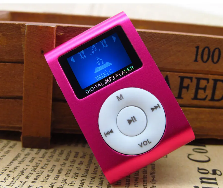 ЖК-экран MP3-плеер Многоцветный металлический зажим мини Mp3 музыкальный плеер Модный подарочный с микро TF/SD слот для карт электронный продукт - Цвет: Красный