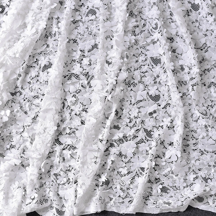 DIY Высокое качество вышивка кружева ткань 3D цветок эластичное платье Свадебные