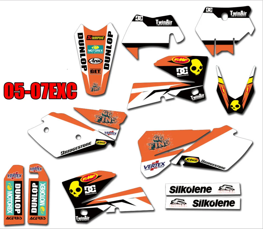 Фотофоны Dirt bike team GRAPHICS для KTM 125 200 250 300 350 450 500 525 540 SXF MXC SX EXC XC XCW 2005 2007|Наклейки на
