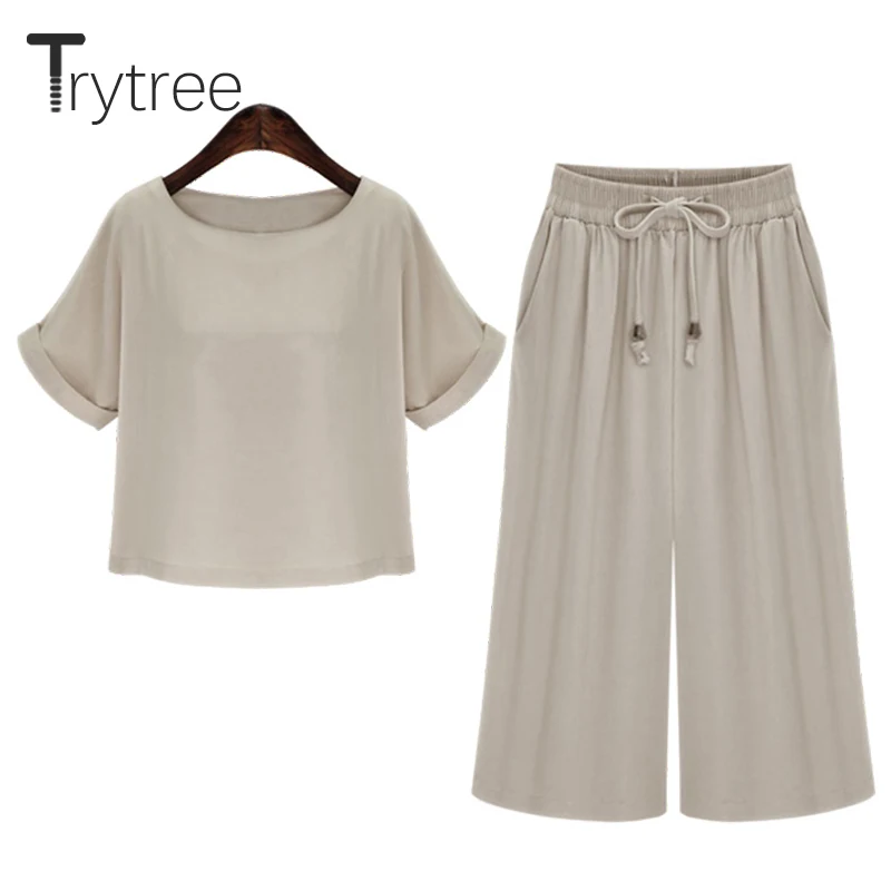 Женский офисный костюм Trytree повседневный однотонный топ и брюки из двух