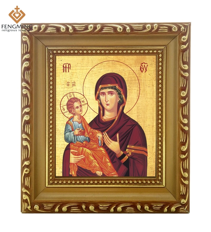 Фабричные магазины дешевая деревянная фоторамка lcon of the virgin and jrsus nany