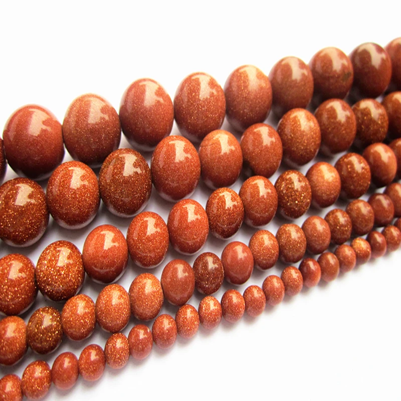 4 мм Золотой песок камень натуральный ювелирных изделий Распорки Loose бусы Круглый