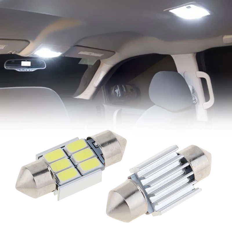2 шт./лот светодиодная купольная лампа 12 В 5630 6 SMD Белая Гирлянда автомобильная для