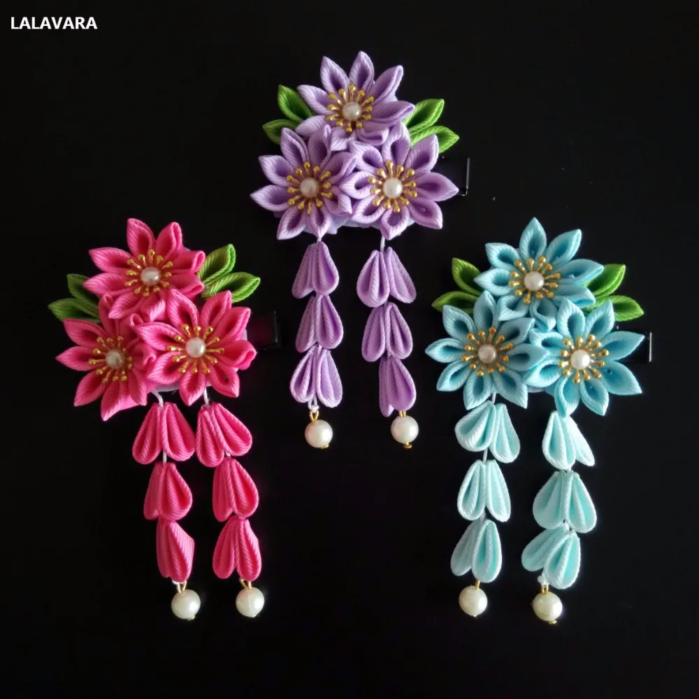 LALAVARA 10 шт. японские кимоно заколки kanzashi цветок заколки для волос для женщин детей девочек аксессуары для волос