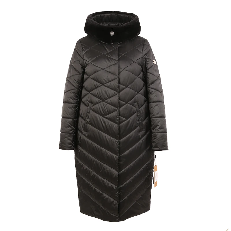 Женское зимнее длинное пальто парка куртка норковый меховой воротник с