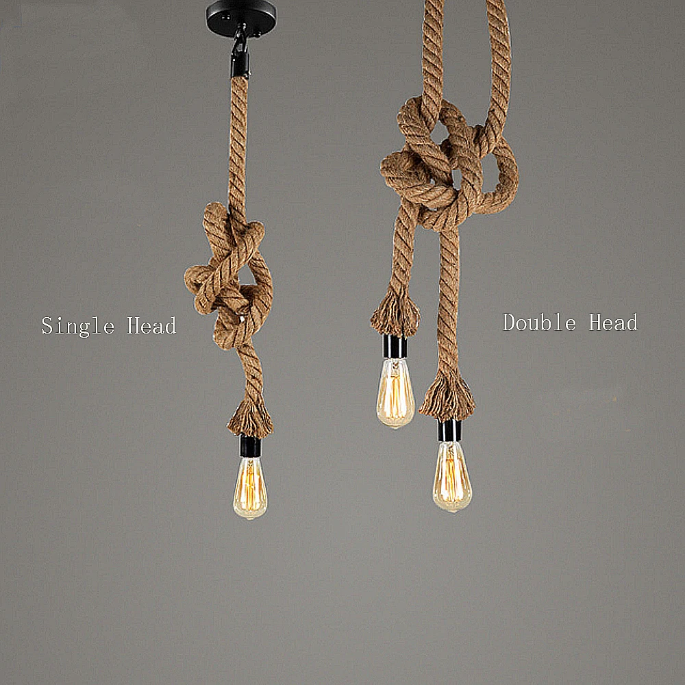 Винтажный подвесной светильник с веревкой индустриальная лампа Эдисона для