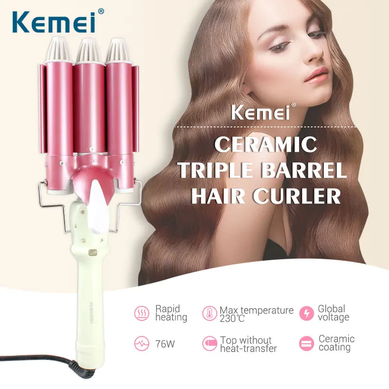 Турмалиновый керамический тройной баррель для завивки волос 110-220 В