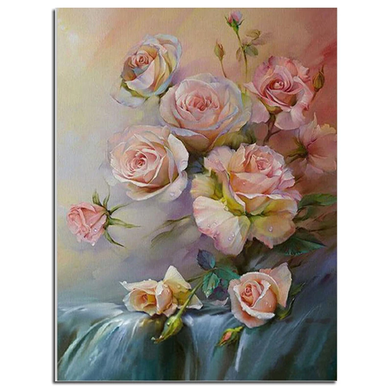 

3D Pink Rose 30x40cm DIY Square Crystal Rhinestone Diamond Embroidery Pasted Paintings Diamond Mosaic Needlework Pictures