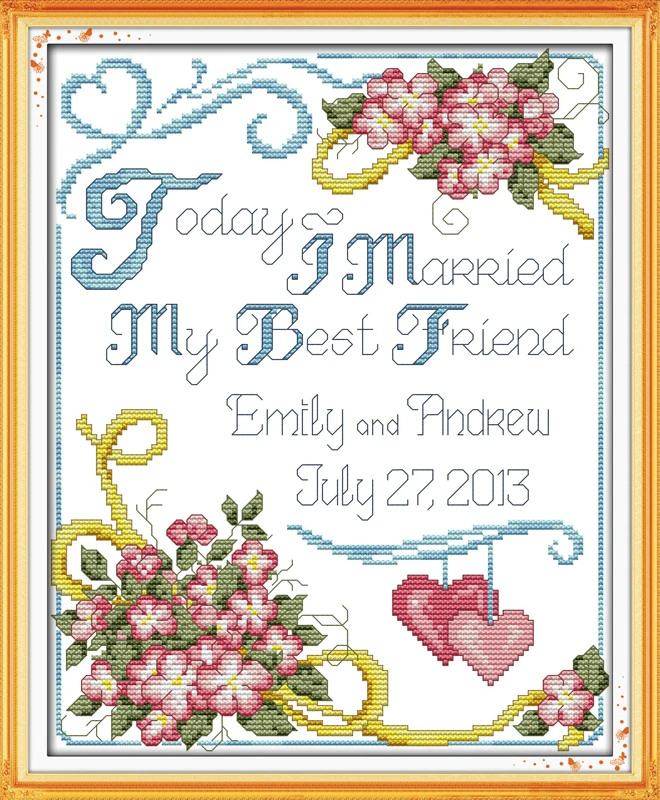 Вышивка крестиком Joy Sunday Китайская вышивка крестом с принтом на годовщину ручная